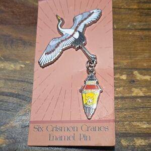 Six Crimson Crane Enamel Pin